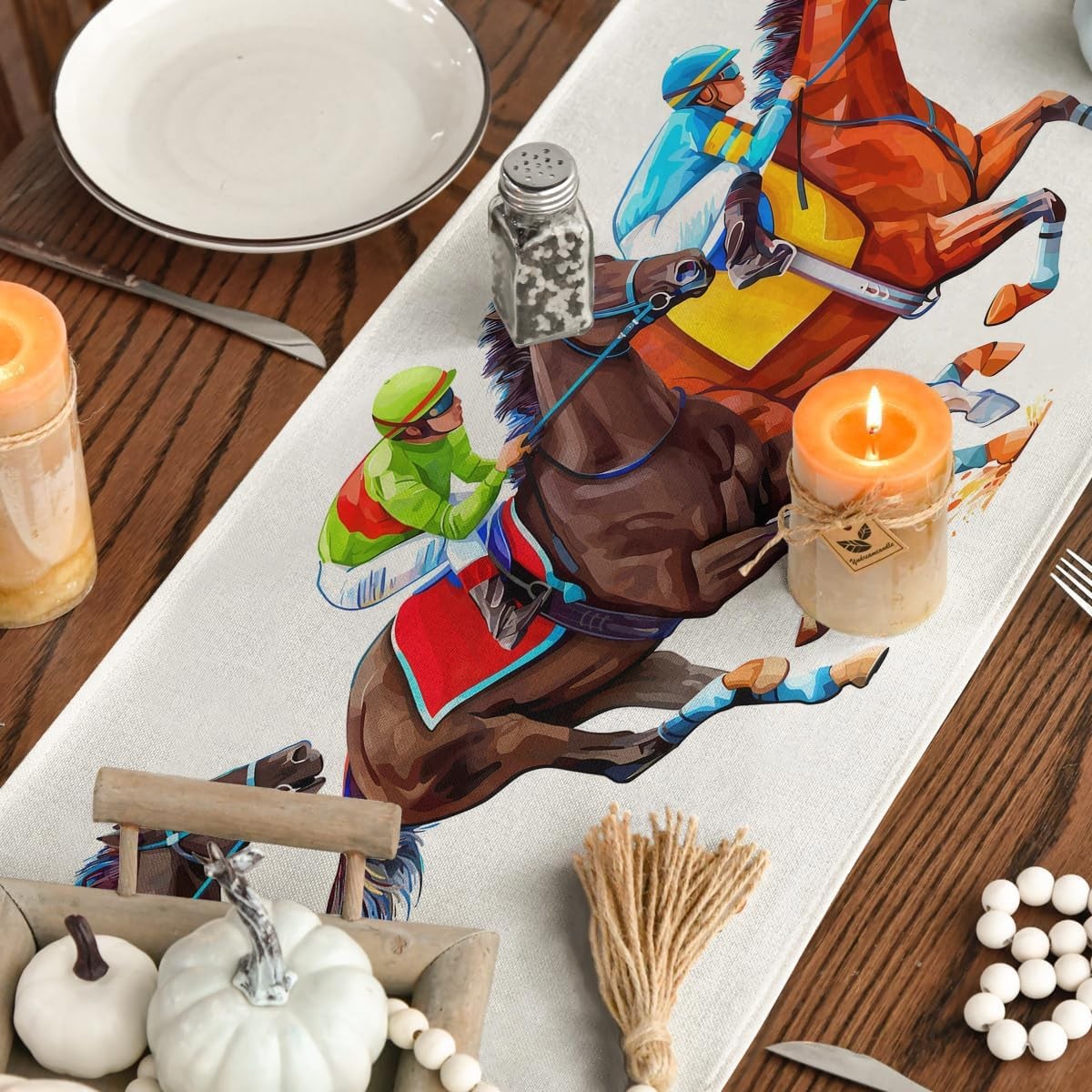 new Horse Racing Table Runner 13" x 72" 13 x 72 Inch, White 07FC0E-D4 - KOEEK