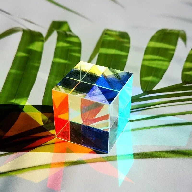 CMY Mixed Color Crystal Prism Cube Illusion Fun Desk Play Beamsplitter Prism EDC 07FC0E-D4 - KOEEK