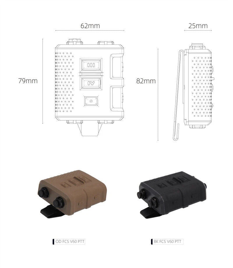 FCS V60/V20 PTT Tactical Military Multi Channel PTT For Prc 148 152 Radio Stock 07FC0E-D4 - KOEEK