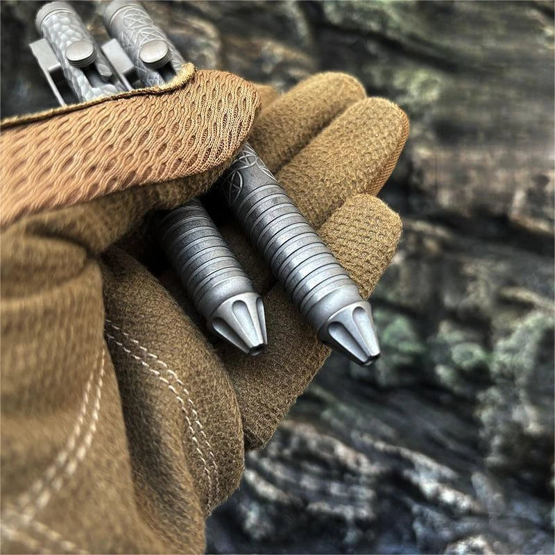 EDC Titanium Bolt Action Ballpoint Pen Pocket Writing Pen with Fidget Spinner 07FC0E-D4 - KOEEK
