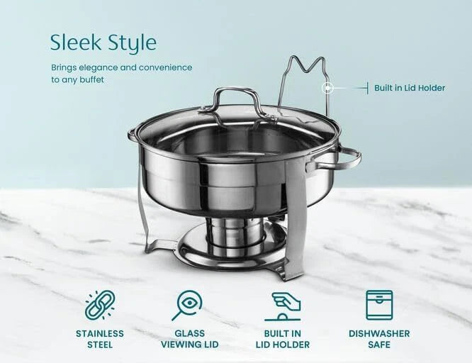 Heated Plate Set for Buffet, Catering Food Warmer, Stainless Steel, 4.5-Quart 07FC0E-D4 - KOEEK