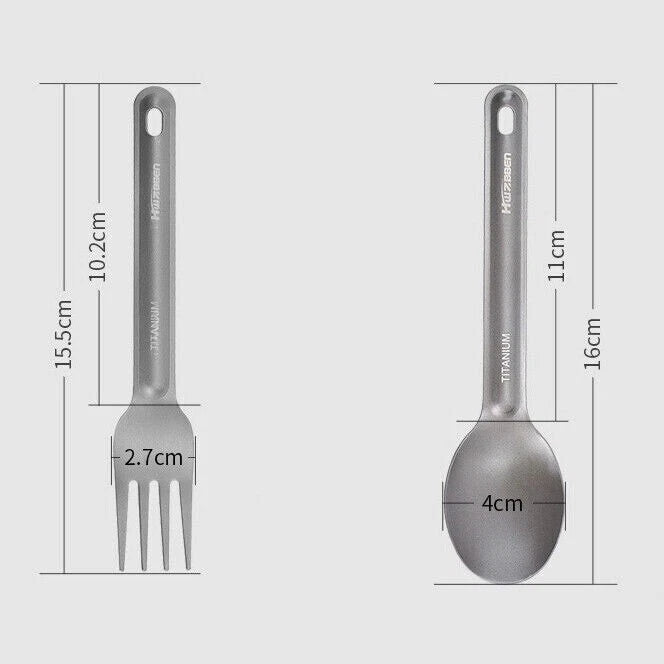 Pure Titanium Tableware Spoon +Fork Portable Outdoor Camping Travel EDC Tool 07FC0E-D4 - KOEEK
