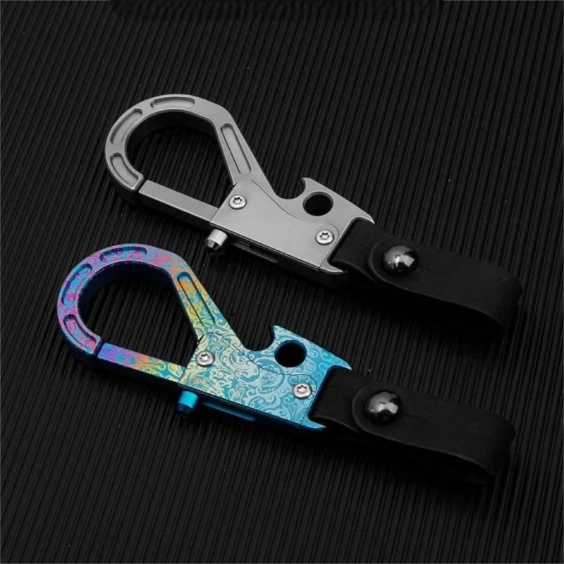 1PC Titanium Carabiner Keychain Clip EDC Car Key Chain Holder with Bottle Opener 07FC0E-D4 - KOEEK