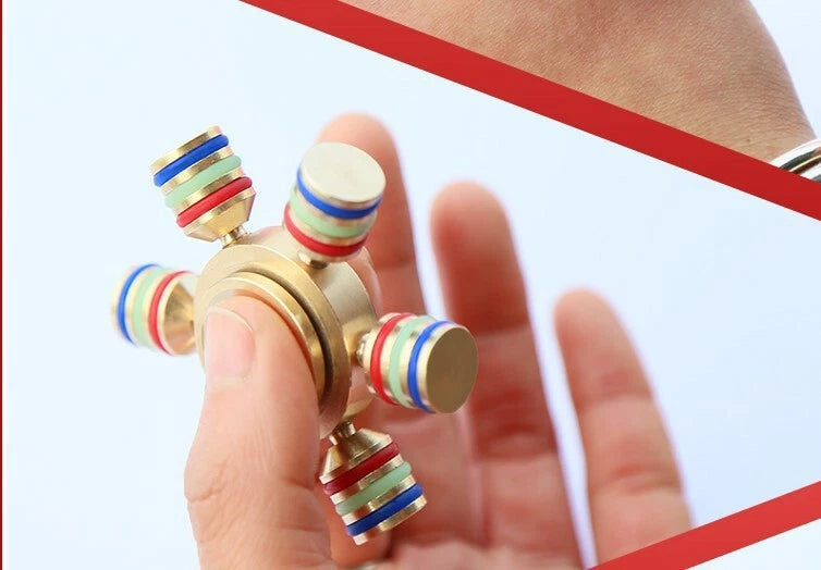 Brass Fidget 6 Point Hand Spinner Finger Gyro Toy EDC Focus Stress Reliever DIY 07FC0E-D4 - KOEEK