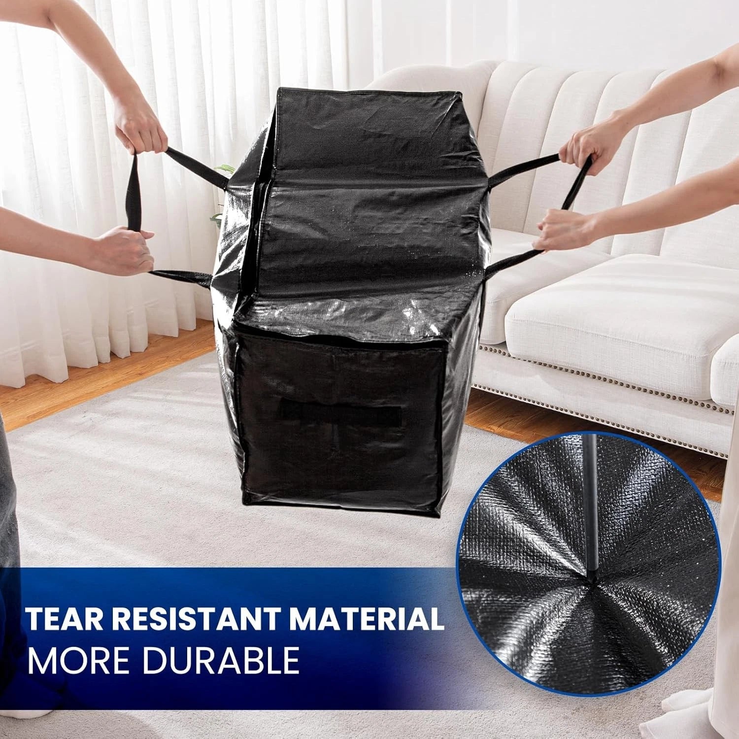 Extra-large moving bags, set of 8 black heavy-duty storage bags 07FC0E-D4 - KOEEK