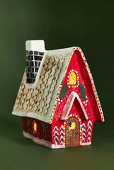 Anthropologie Nathalie Lete Holiday Village House Red Ceramic Tea Light Cottage ANTHROPOLOGIE - KOEEK