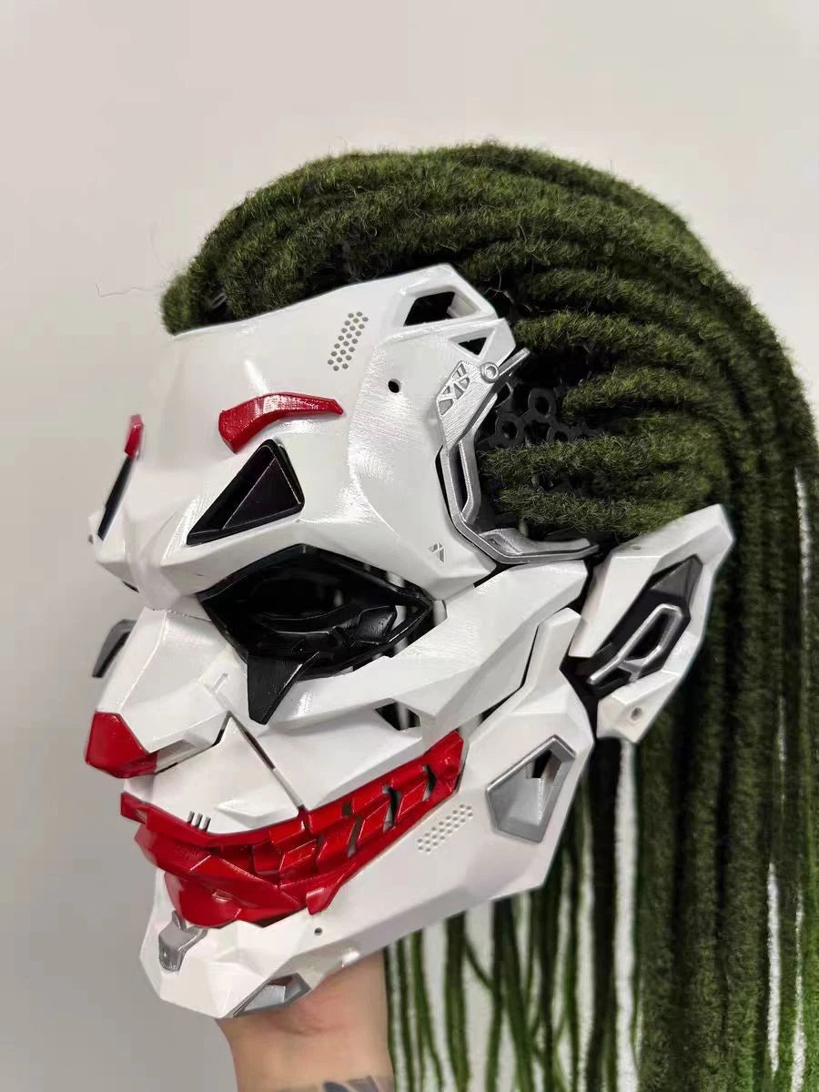 Cyberpunk Joker Cosplay Mask Full Face Headwear W/dreadlocks Halloween Prop 07FC0E-D4 - KOEEK