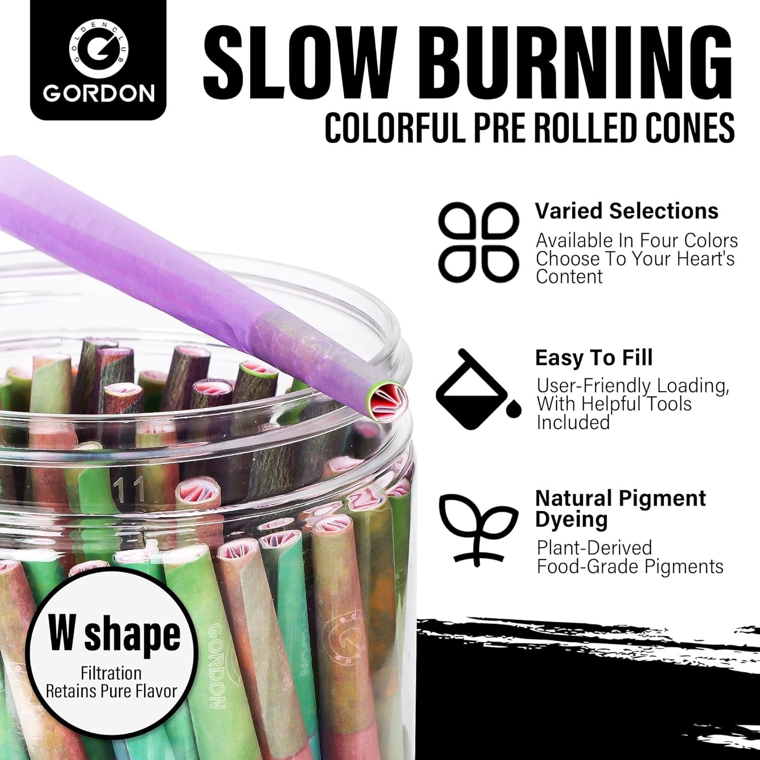 new Colorful Pre Rolled Cones -72 Pack Rainbow King Size Rolling 07FC0E-D4 - KOEEK