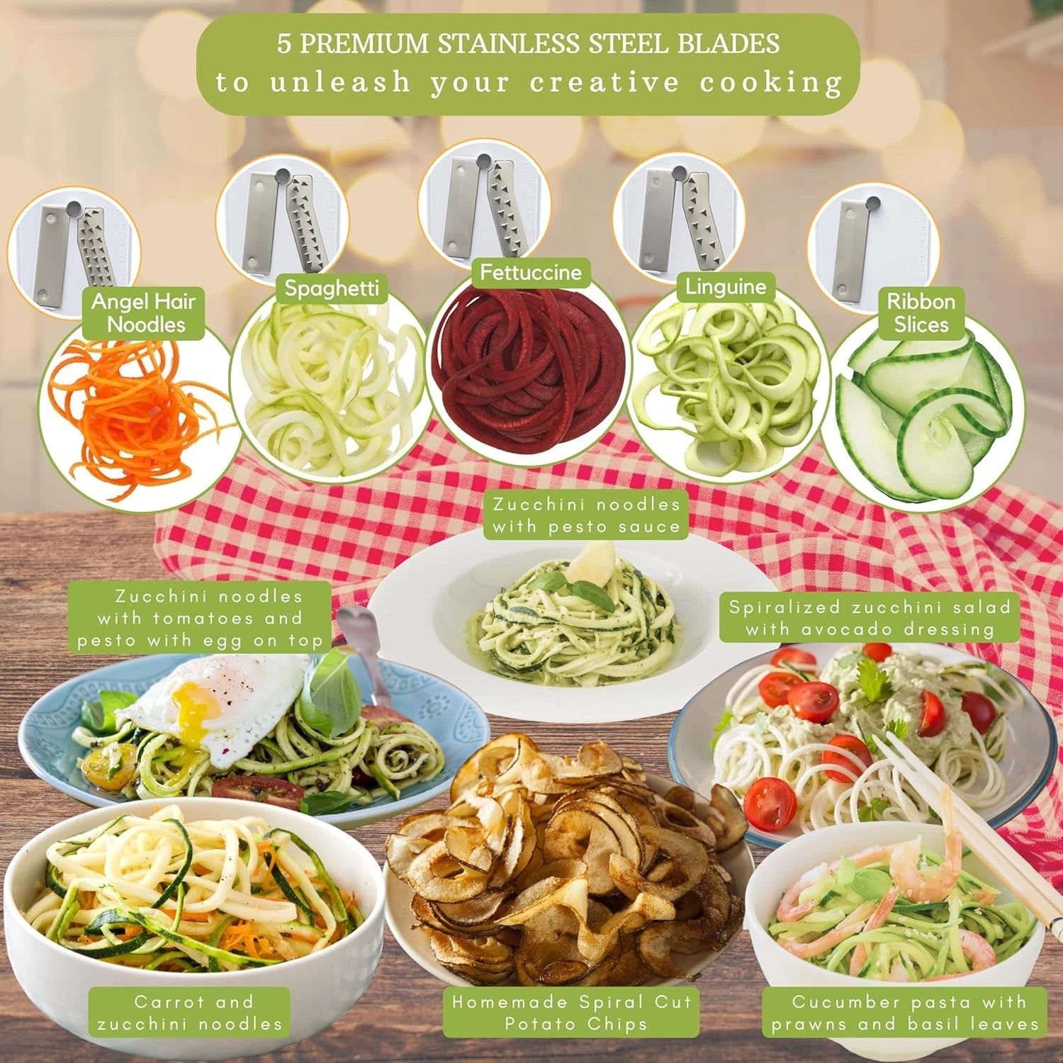 5-blade vegetable spiral slicer: the most powerful and heavy-duty spiral slicer 07FC0E-D4 - KOEEK