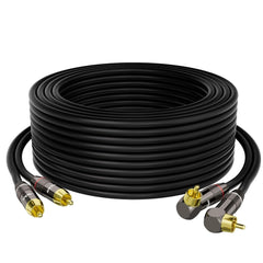 new RCA Cable 6 FT, 90 Degree Right Angle 2RCA to Stereo Audio Cable, 6FT 07FC0E-D4 - KOEEK