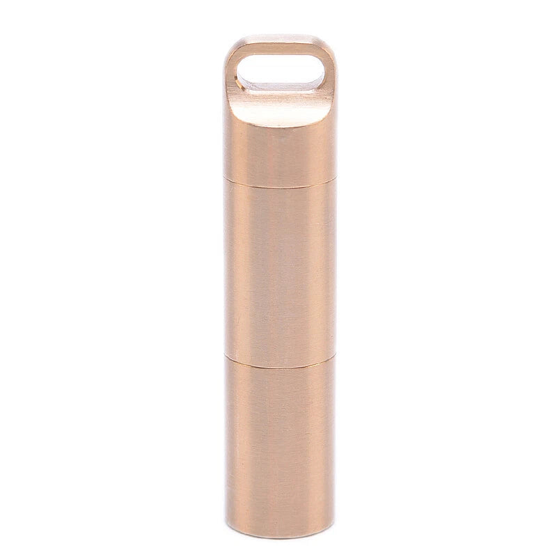 EDC Double Layer Solid Brass Survival Waterproof Key Storage pill Box Kit Tool 07FC0E-D4 - KOEEK