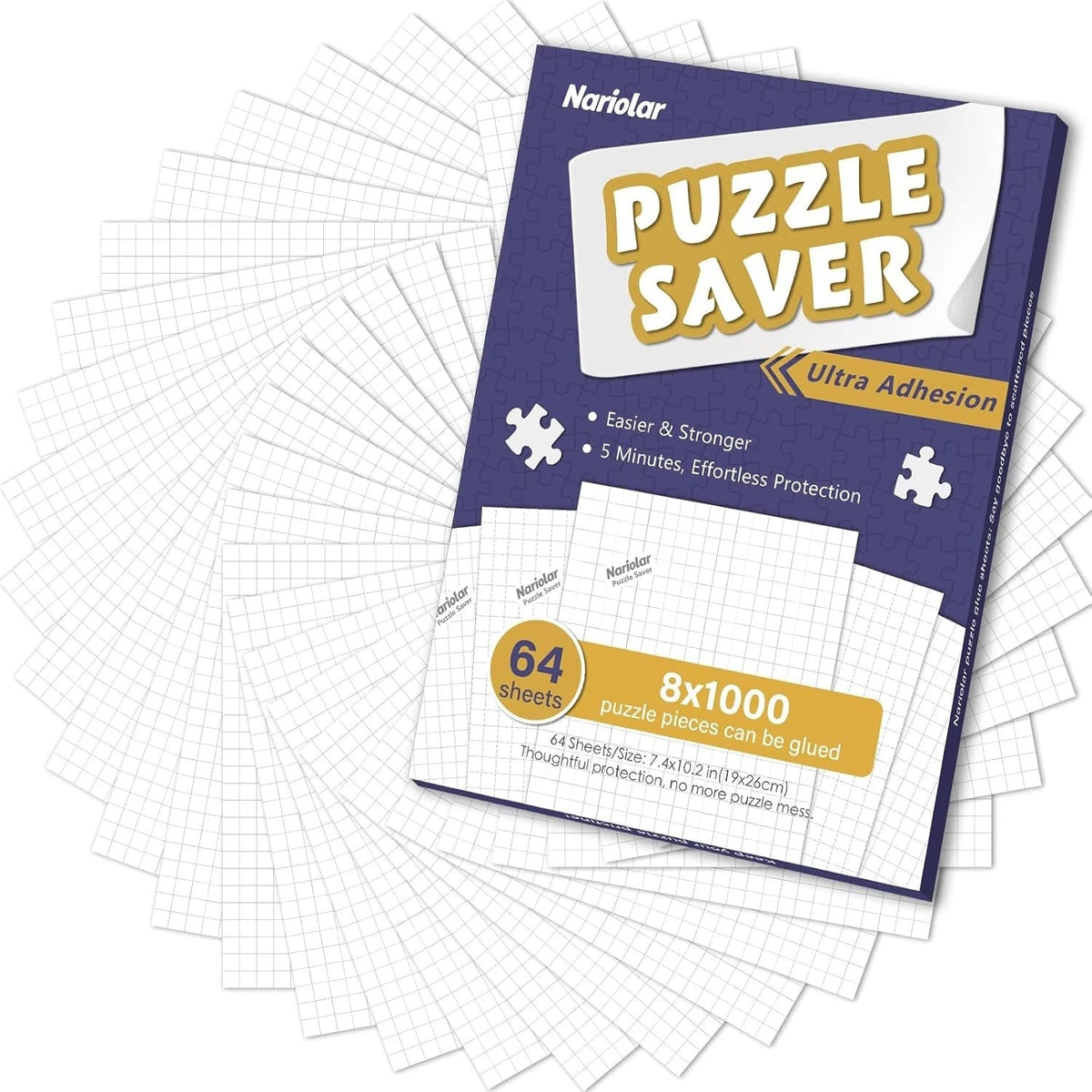 Ultra Adhesion Puzzle Glue Sheets,64 Puzzle Saver Sheets Preserves 8×1000 Pieces 07FC0E-D4 - KOEEK