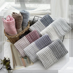 Cotton Linen Scarf Women Striped Shawls Headwaps Men's Scarf Muslim Head Scarves 07FC0E-D4 - KOEEK