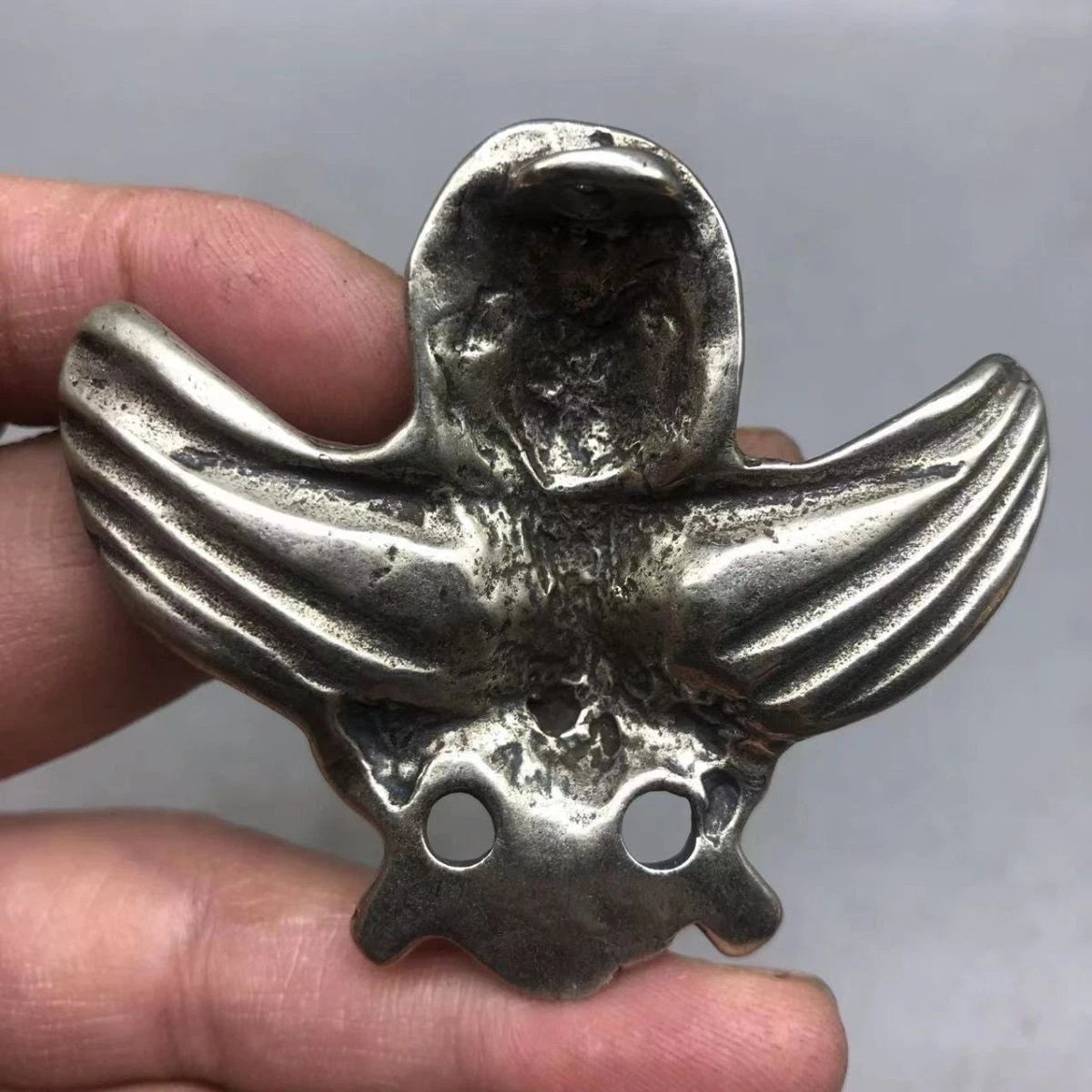 Tibetan White Copper Handmade Garuda Gold Wing Bird Pendant Collectible 07FC0E-D4 - KOEEK