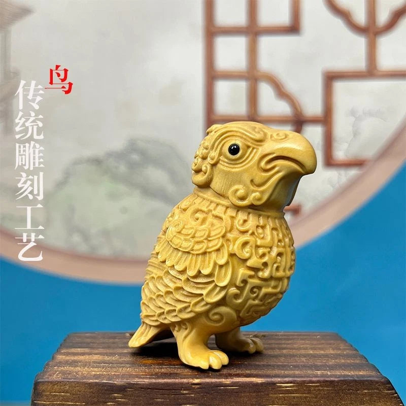 6.5cm Boxwood Carved Hand Piece Home Décor Gift Chinese Style Ornament 07FC0E-D4 - KOEEK