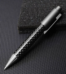 Mini Pocket Titanium + Carbon Fibre Ballpoint Pen Signature Pen w/ 2pcs Refills 07FC0E-D4 - KOEEK