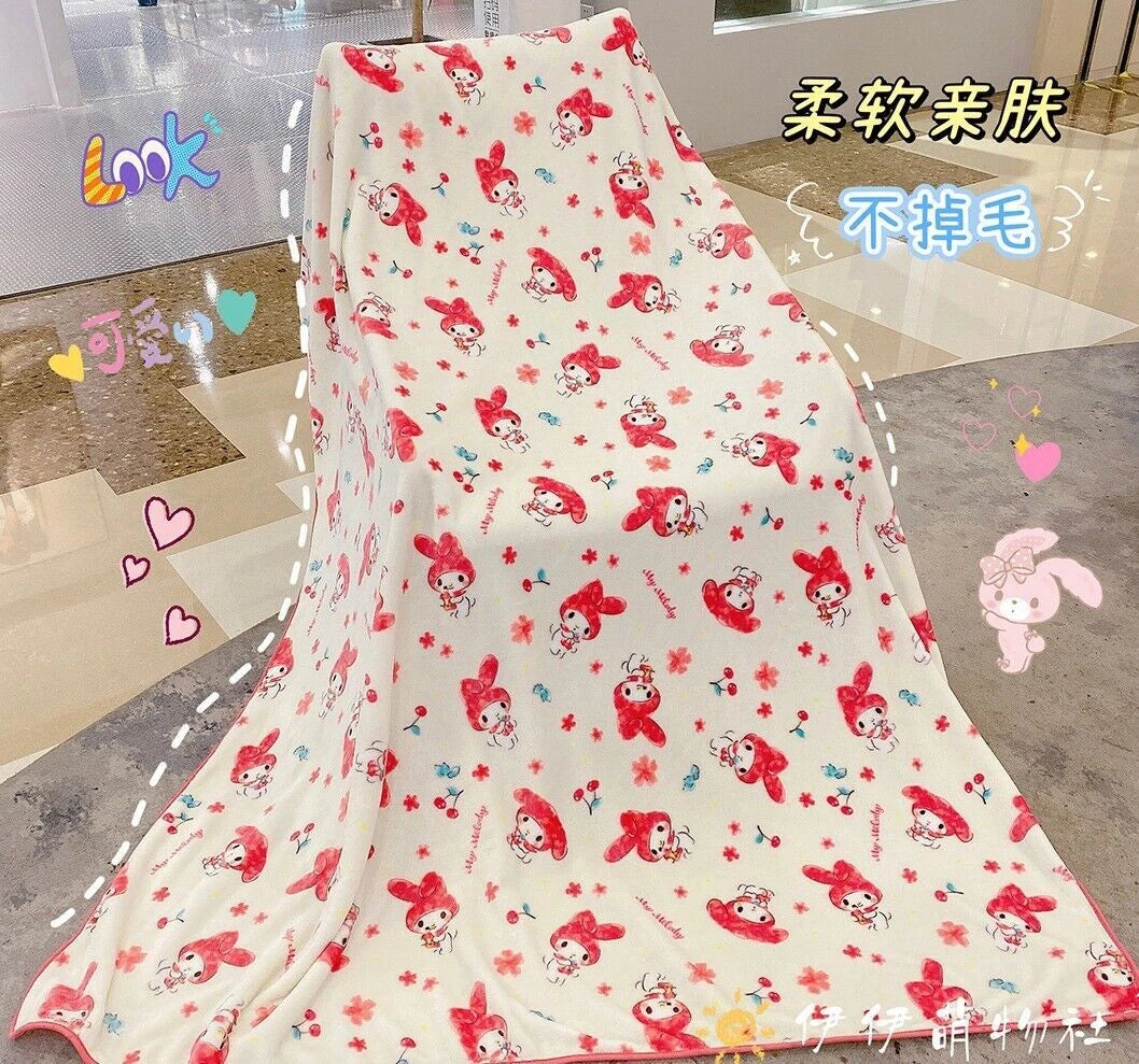 Cartoon My Melody Flannel Plush Blanket Throw Bedsheet Dormitory Bed Sofa Rug 07FC0E-D4 - KOEEK