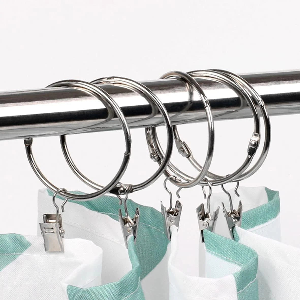 40 Pack Openable Curtain Rings with Clips Metal Hangers Ring,  (Silver,1.5") 07FC0E-D4 - KOEEK