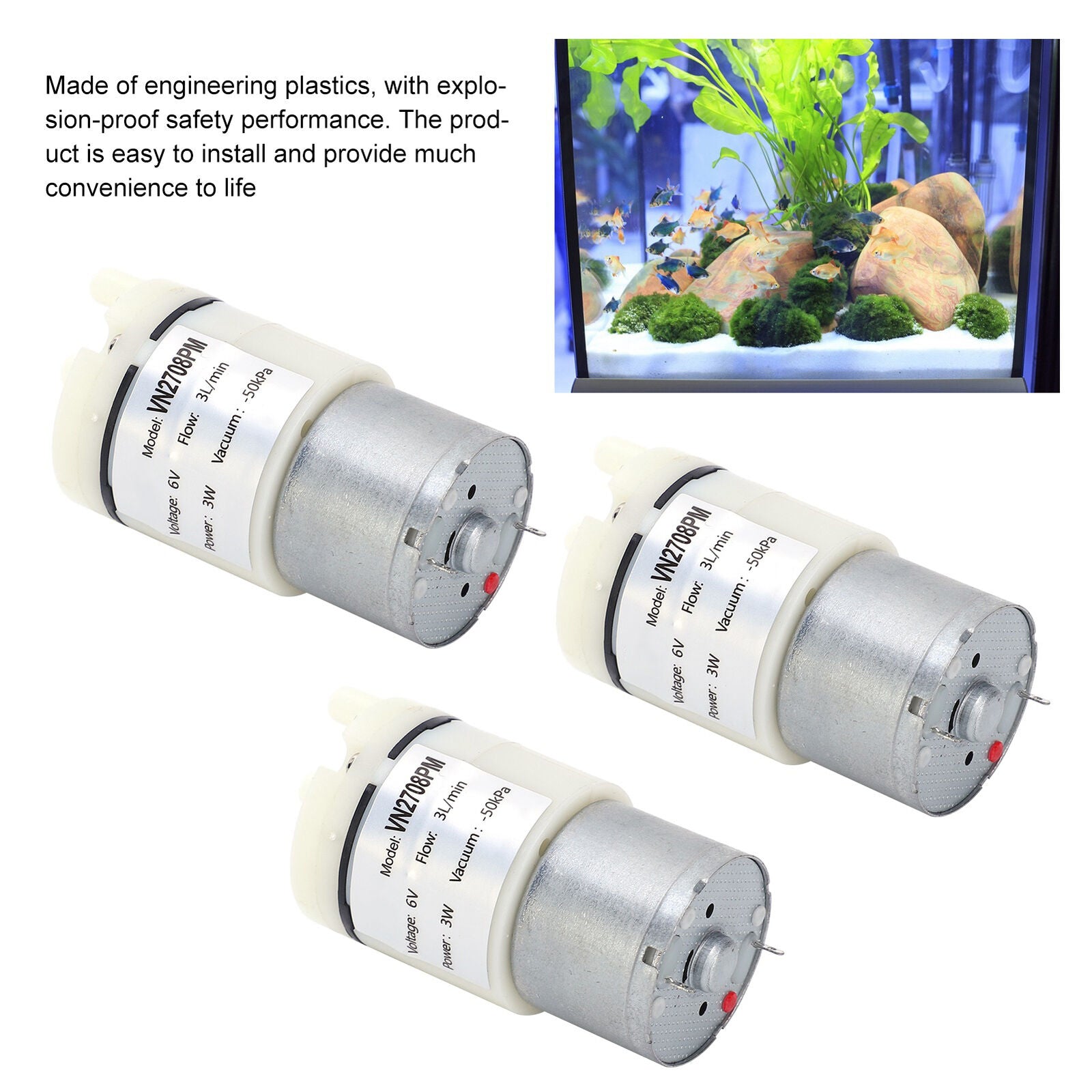 new 3Pcs Diaphragm Pump Mini Vacuum Water Motor For Fish Tank DC 6V VN2708PM koeek - KOEEK