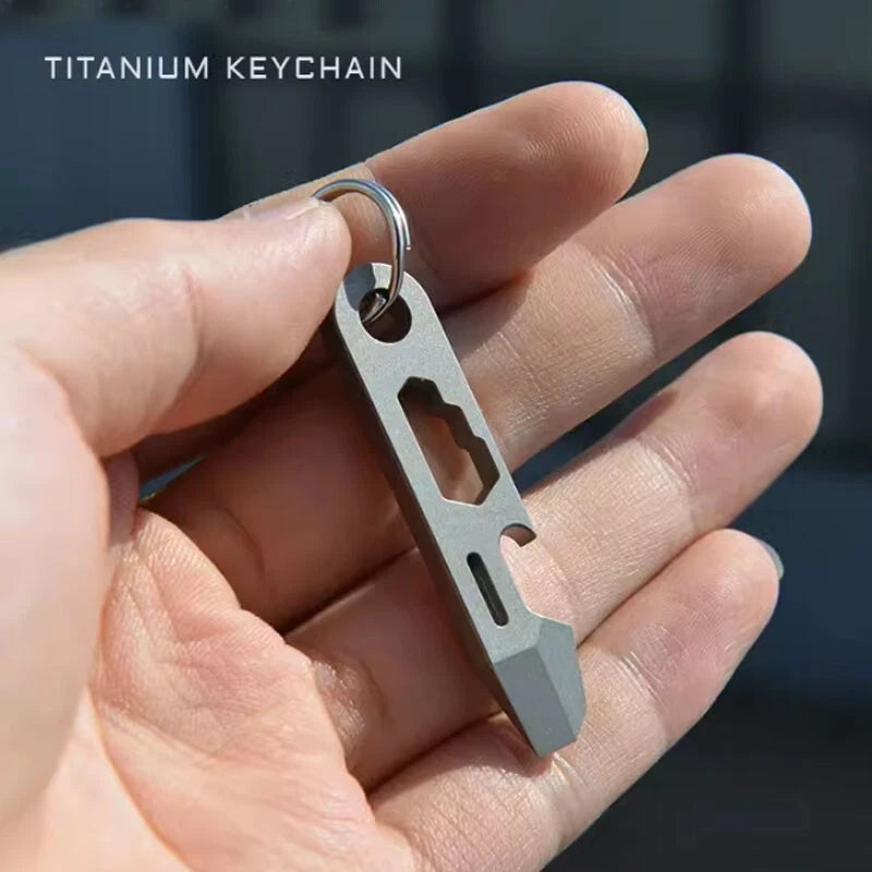 EDC Mini Titanium Alloy Keychain Pry Bar EDC Crowbar Opener Outdoor Multi Tools 07FC0E-D4 - KOEEK