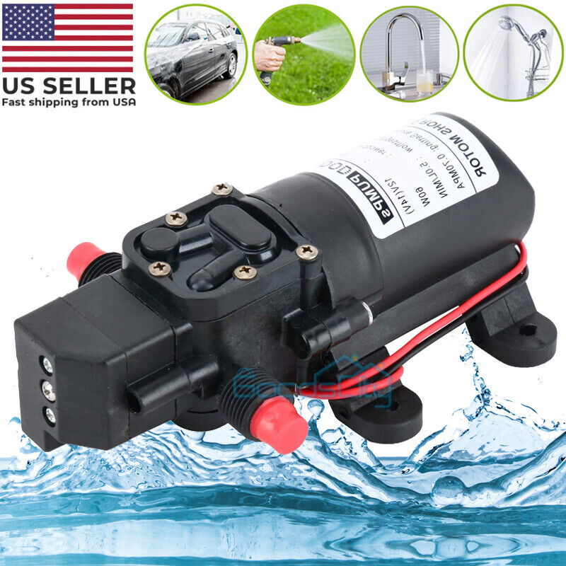 ny 12V vann høytrykks membranpumpe selvfyllende pumpe 130 PSI Marine Boat RV