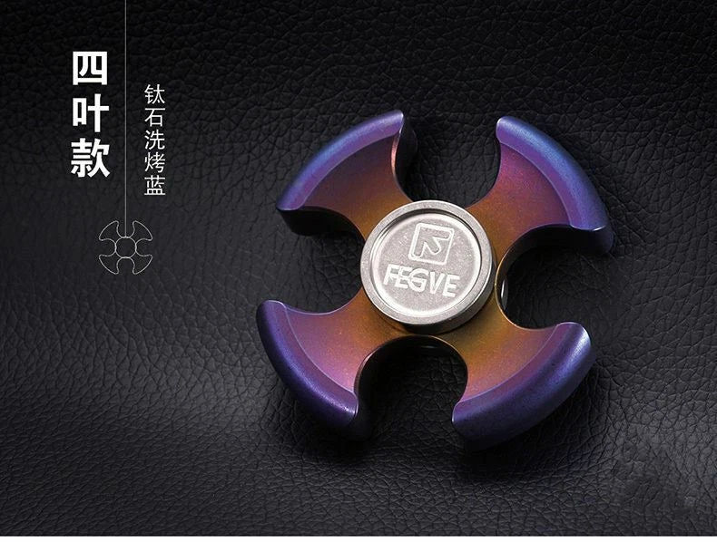 FEGVE Titanium EDC Baked blue Aerolite Four-Hand quadrangle Fidget Spinner Toy 07FC0E-D4 - KOEEK