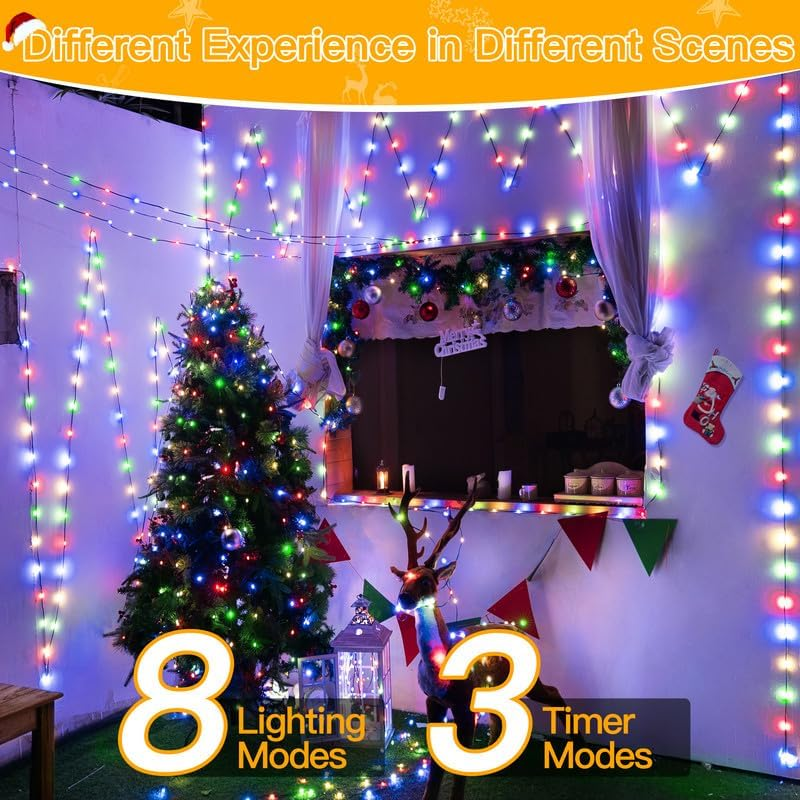 Christmas Lights 1000 LED 330 FT, IP67 Waterproof Plug in Christmas Tree Lights 07FC0E-D4 - KOEEK
