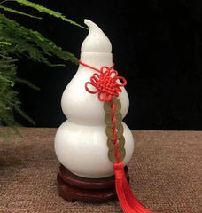 Ornament Decoration Handicrafts Traditional Natural White Jade Covered Gourd 07FC0E-D4 - KOEEK