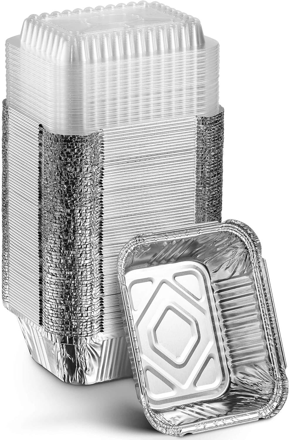 Disposable Takeout Pans Clear Lids | 1lb Capacity Aluminum Foil Food Containers 07FC0E-D4 - KOEEK