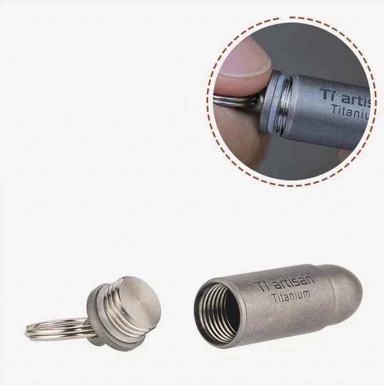 Pure Titanium Pill Holder Waterproof Pill Container Case Organizer EDC Keychain 07FC0E-D4 - KOEEK