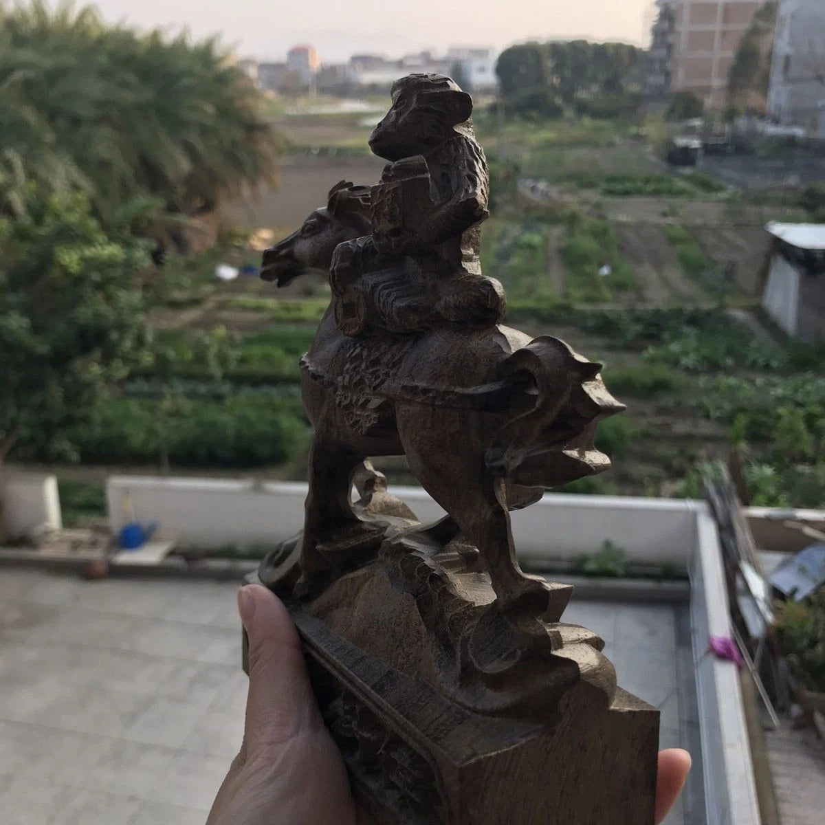 18x14cm Vietnamese Agarwood Carved Wealth Figurine Feng Shui Decor Sculpture 07FC0E-D4 - KOEEK