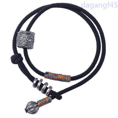 Tibetan Silver Hand-woven Six-character Mantra Bracelet Amulet Bangle Jewelry 07FC0E-D4 - KOEEK