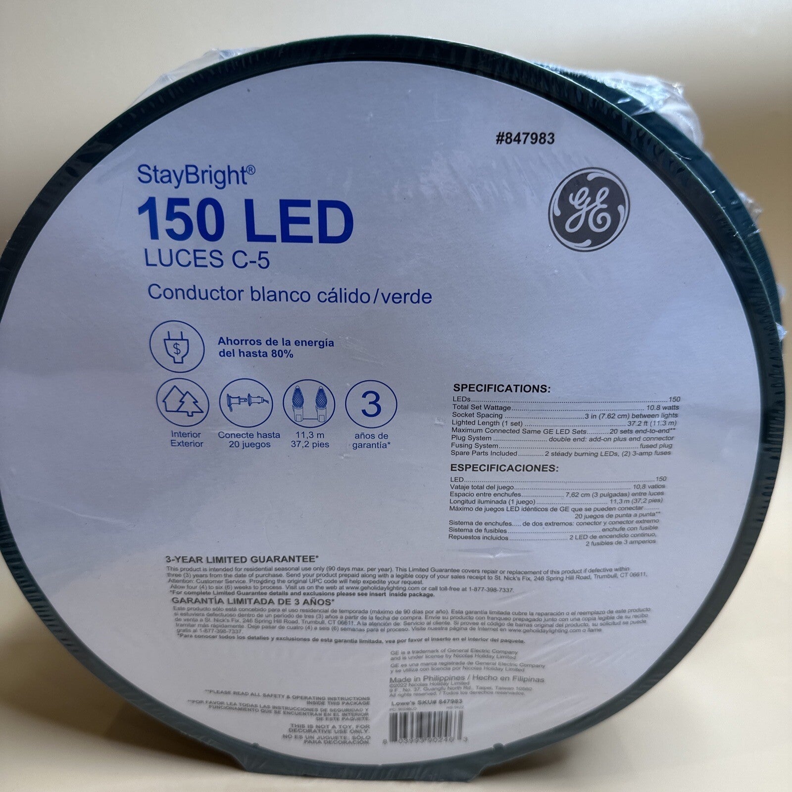 (2)  GE StayBright 150-Count 37.2ft White C5 LED Christmas String Lights GE - KOEEK