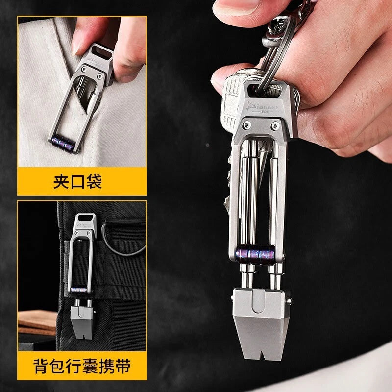 TC4 Titanium Alloy Pocket Multitool Crowbar Portable Outdoor EDC Pry Bar Tool 07FC0E-D4 - KOEEK