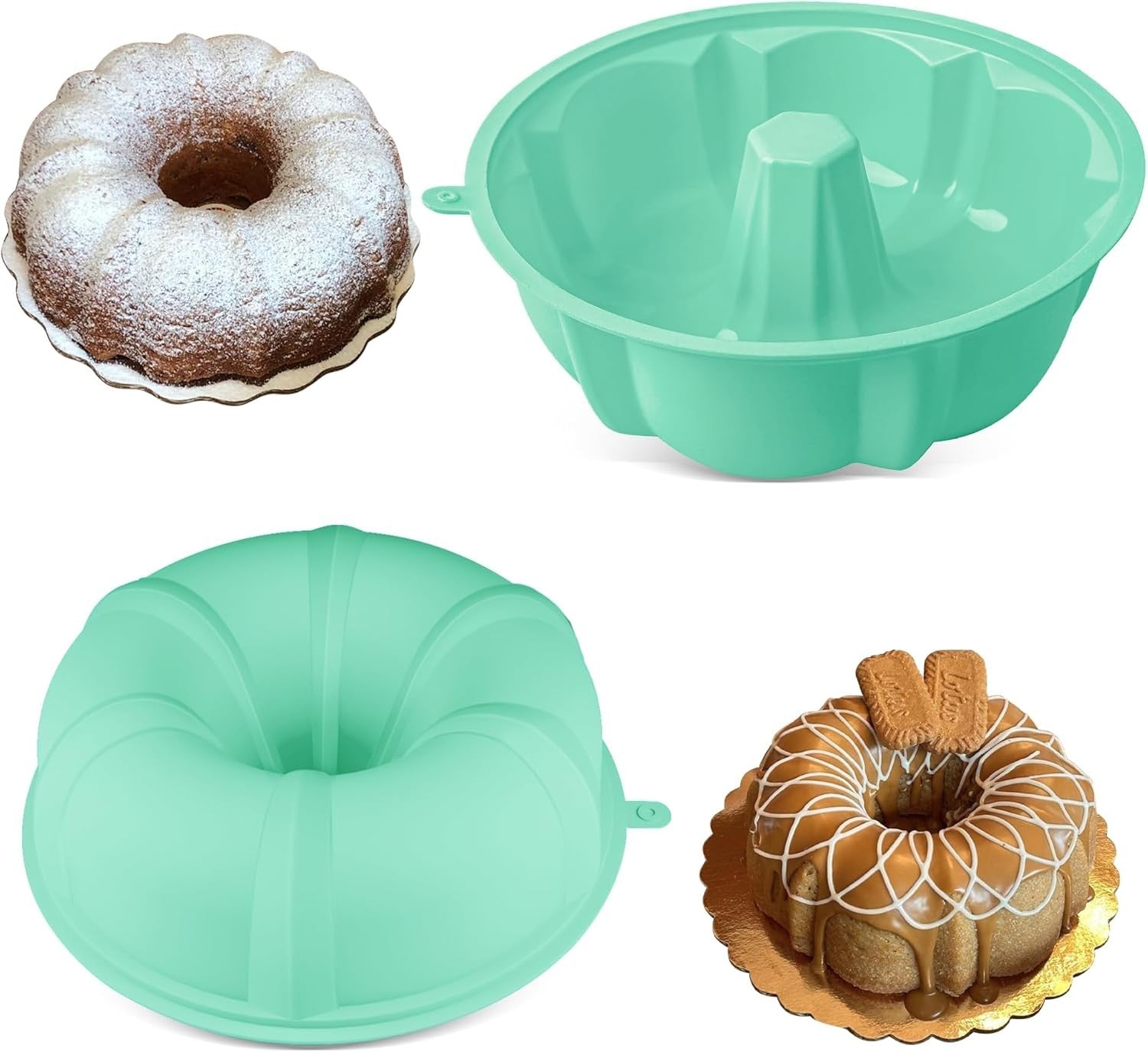 new 10 Inch Silicone Cake Pan for Bundt, 12 Cups Nonstick Fluted Tube for... 07FC0E-D4 - KOEEK