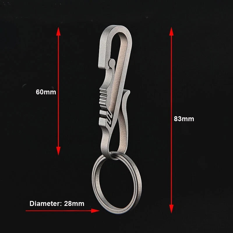 EDC Titanium Alloy Key chain Carabiner with Key Ring Waist Hanging Buckle Tool 07FC0E-D4 - KOEEK