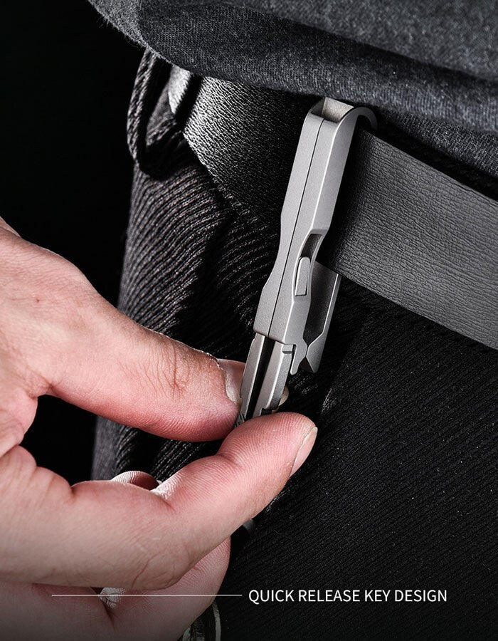 EDC Titanium Keychain Fast Release Belt Buckle with Tweezers Portable Key Chain 07FC0E-D4 - KOEEK