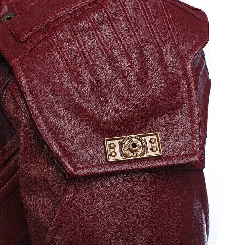 Guardians of the Galaxy 2 Star Lord Peter Quill Red PU Jacket Cosplay Costume 07FC0E-D4 - KOEEK