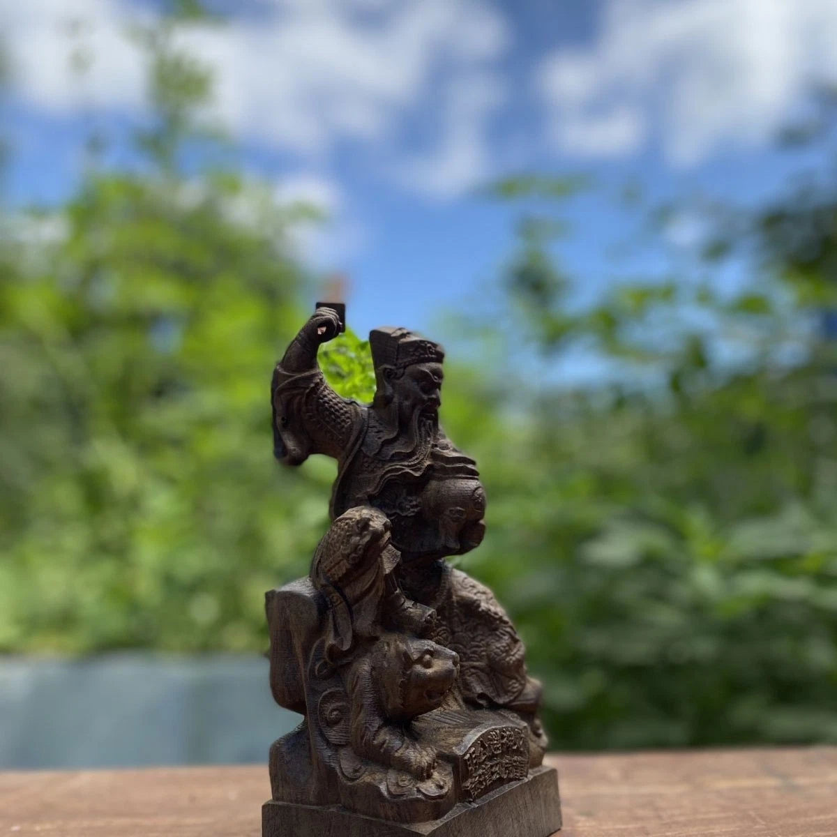 19x9cm Zhao Gongming Wealth God Agarwood Wood Carving Figurine Feng Shui Decor 07FC0E-D4 - KOEEK