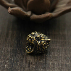 Brass Bear Head Knife Lanyard Bead Paracord Keychain Pendant Bracelet Bead EDC 07FC0E-D4 - KOEEK