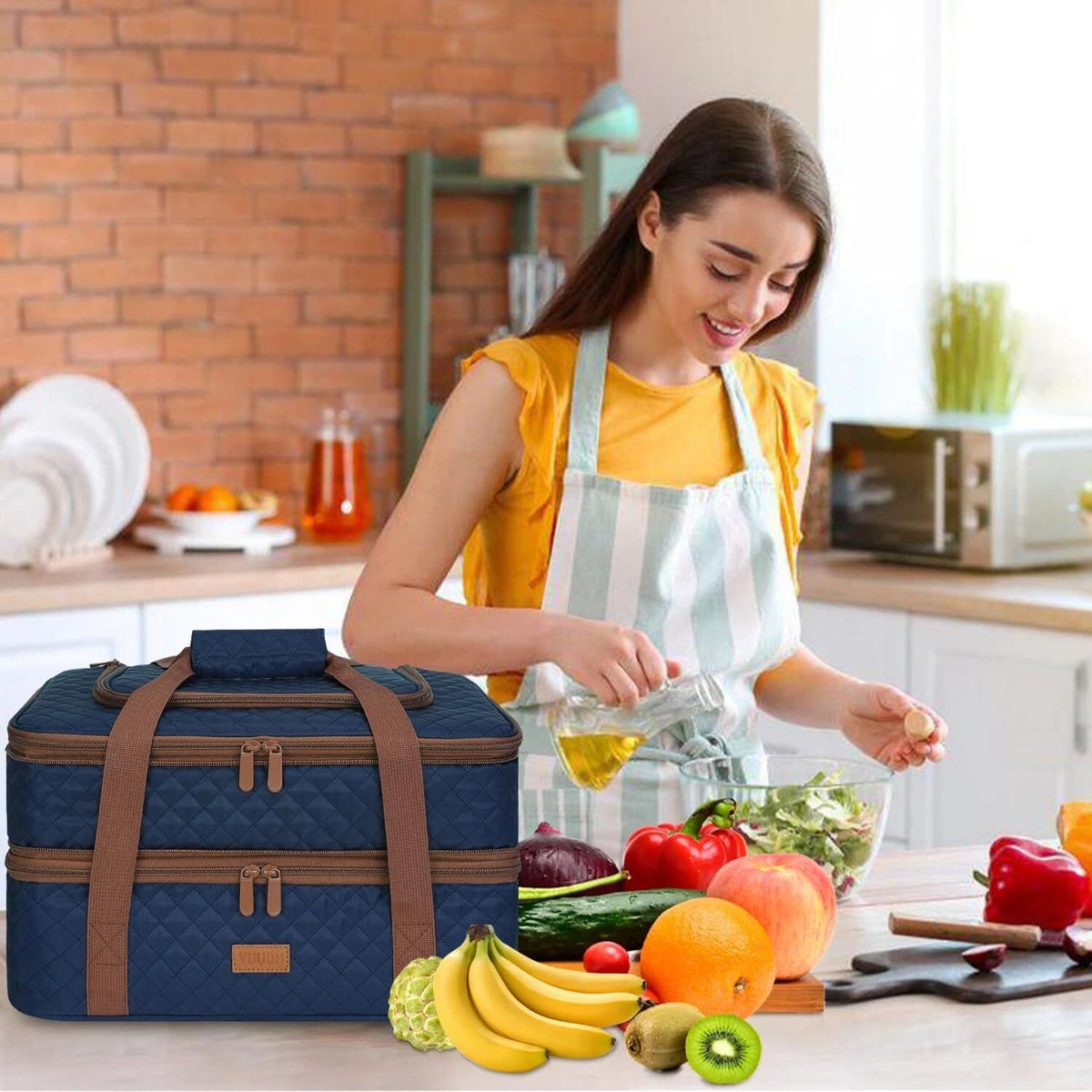 Quilted Insulated Double Casserole Carrying Case - Potluck Gatherings 07FC0E-D4 - KOEEK