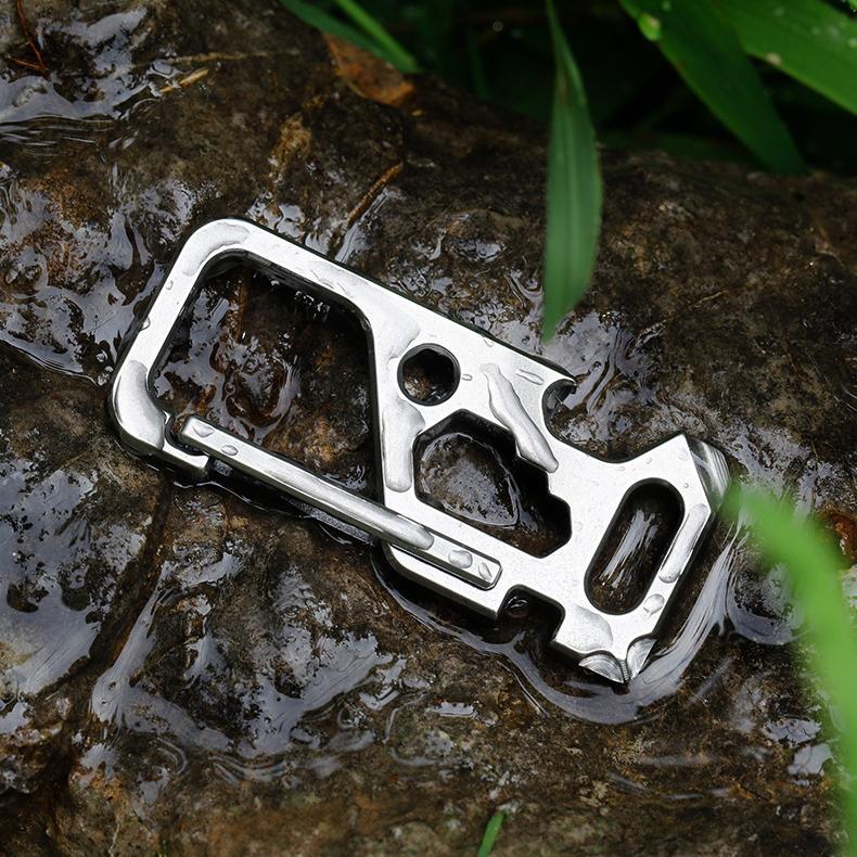 Titanium Keychain Carabiner Clip Bottle Opener Screwdriver Wrench EDC Multi Tool 07FC0E-D4 - KOEEK