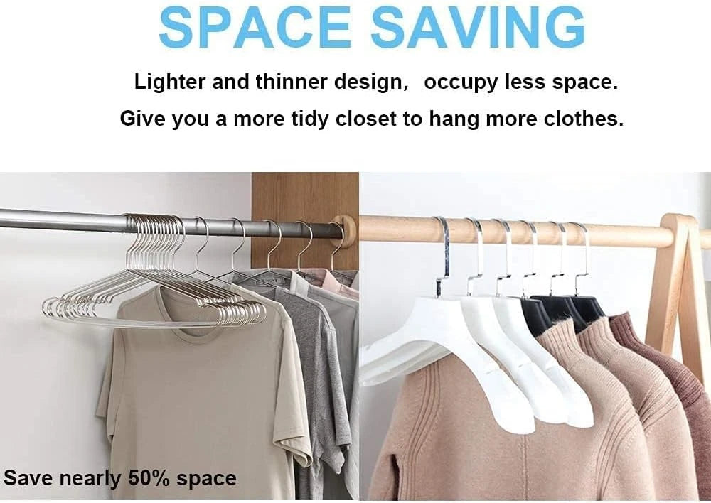 Clothes Hangers Coat 50 Pack 17.7 Inch Large Bulk Wire Hanger Non-Slip Heavy 07FC0E-D4 - KOEEK