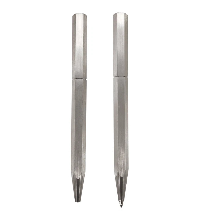 1PC Handmade Stainless Steel Hexagonal Rotate Style Ball Pen Write Signature Pen 07FC0E-D4 - KOEEK