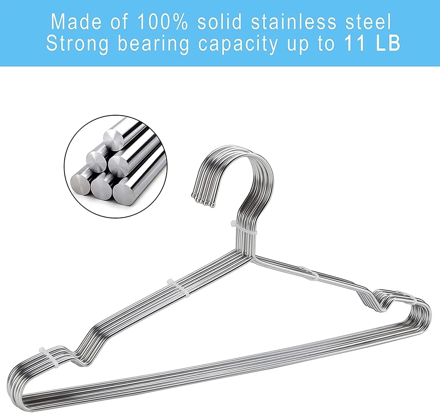 Clothes Hangers Coat 50 Pack 17.7 Inch Large Bulk Wire Hanger Non-Slip Heavy 07FC0E-D4 - KOEEK