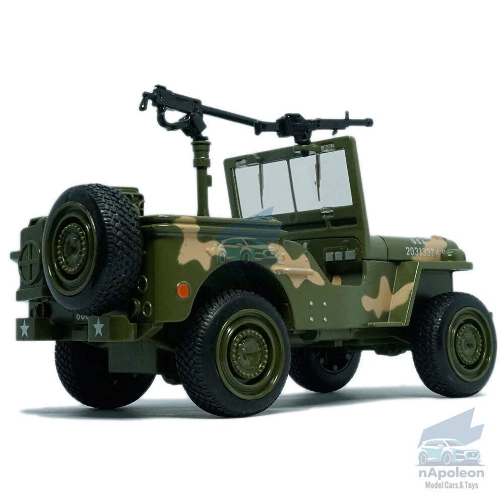 1:24 Jeep Willys MB WWII US Military Vehicle Model Car Diecast Toy Gift Kids 07FC0E-D4 - KOEEK