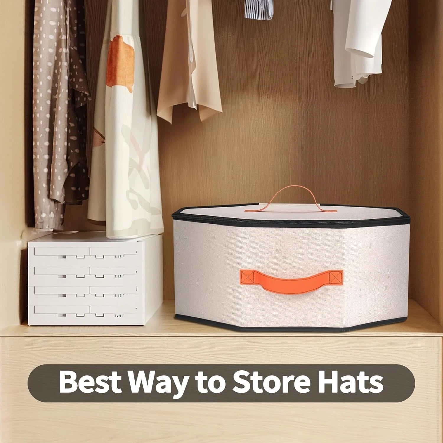 Unisex hat storage box, cardboard-supported hat box 07FC0E-D4 - KOEEK