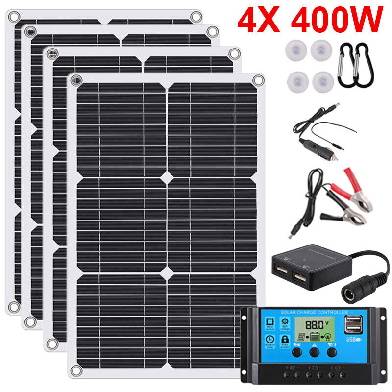 ny 4000W 400W Watt Fleksibelt Solpanel 12V Mono Home RV Rooftop Camping Off-Grid