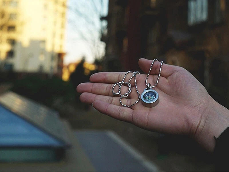 EDC Mini Titanium Keychain Compass for Outdoor Camping Travel Necklace Pendant 07FC0E-D4 - KOEEK