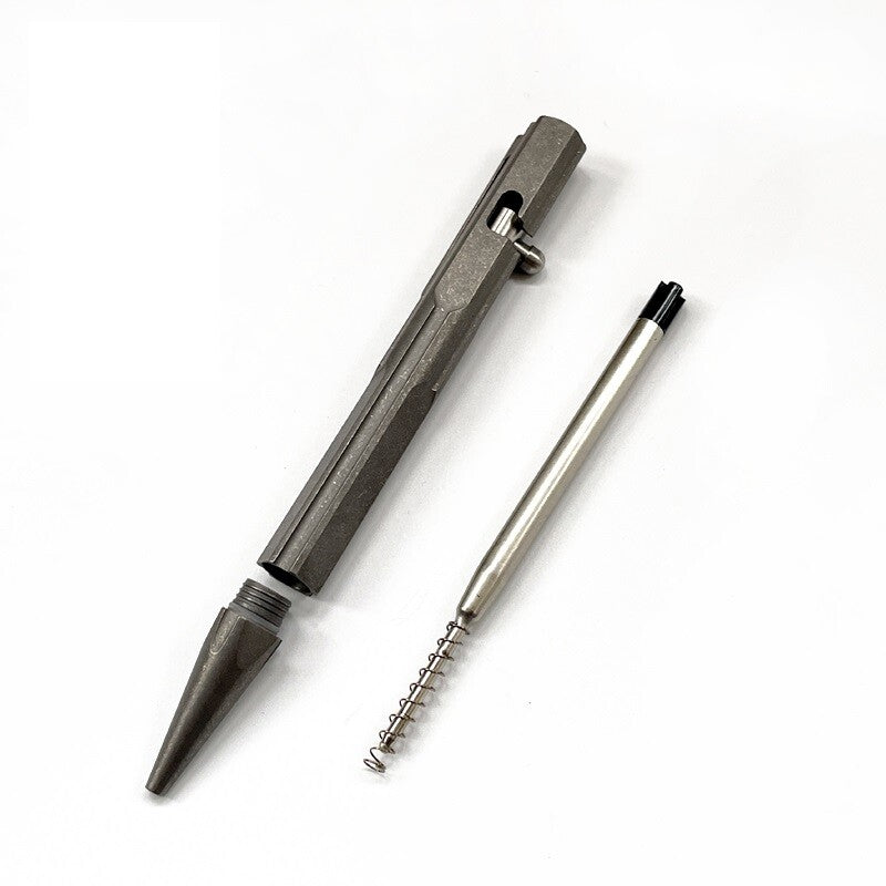 Titanium Bolt Action Ballpoint Pen EDC Pocket Pen Business Office Writing Gift 07FC0E-D4 - KOEEK